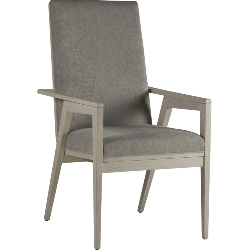 Arturo Dining Arm Chair in White & Grey Brushed Wood & Gray Fabric (Set of 2)