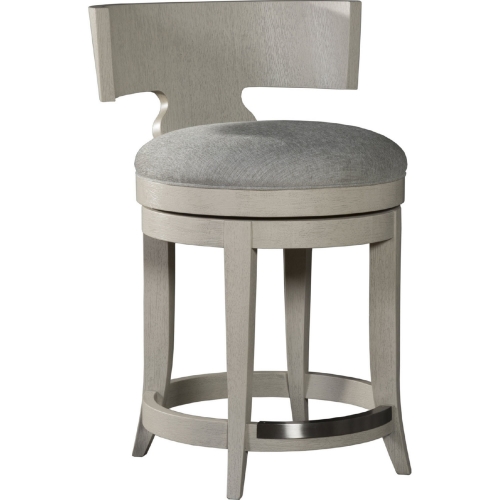 Fuente Swivel Counter Stool in White Gray Wood & Gray Fabric