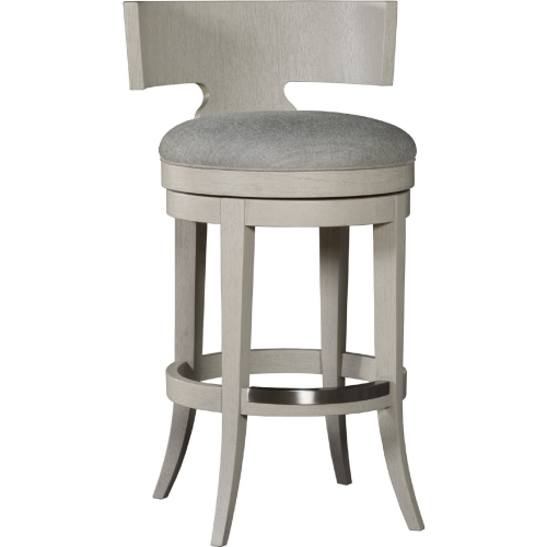 Fuente Swivel Bar Stool in White Gray Wood & Gray Fabric