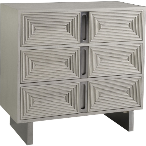 Gradient Hall Chest in White Sandblasted Oak & Brushed Stainless