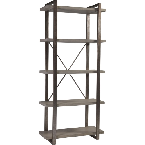 Soiree Etagere in Gray Oak & Silver Leaf Metal