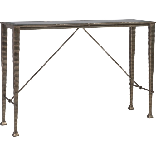 Cortona Console Table in Hammered Bronze Iron & Glass