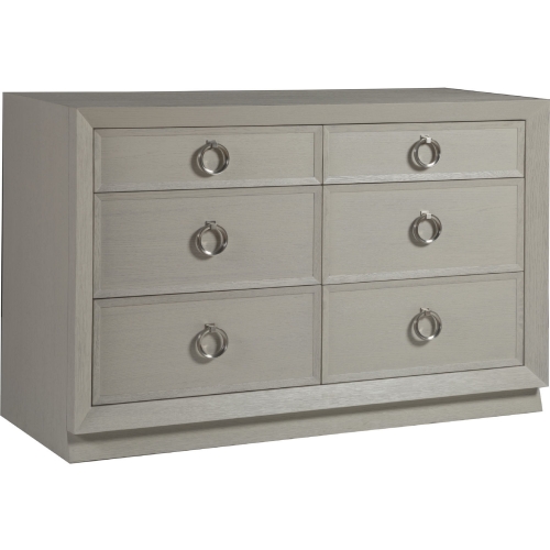 Zeitgeist 6 Drawer Double Dresser in Brushed White Gray Wood