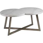 Aristo Cocktail Coffee Table in Venetian White Marble & Antique Silver Iron