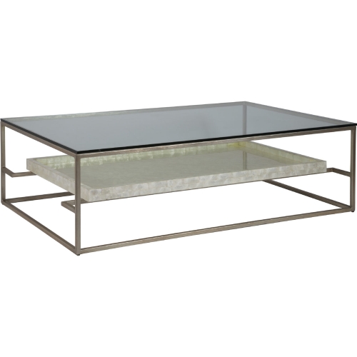 Cumulus 60" Cocktail Coffee Table in Champagne, Capiz & Glass