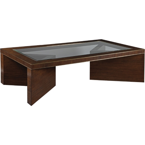 Marlowe Cocktail Coffee Table in Walnut Veneer & Glass