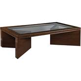 Marlowe Cocktail Coffee Table in Walnut Veneer & Glass