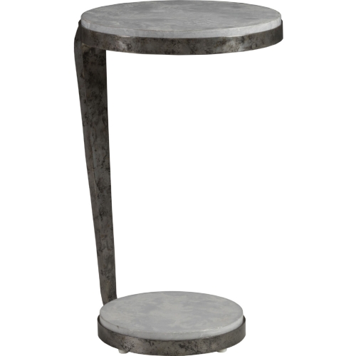 Otto Round Spot End Table in Gray Stone & Iron