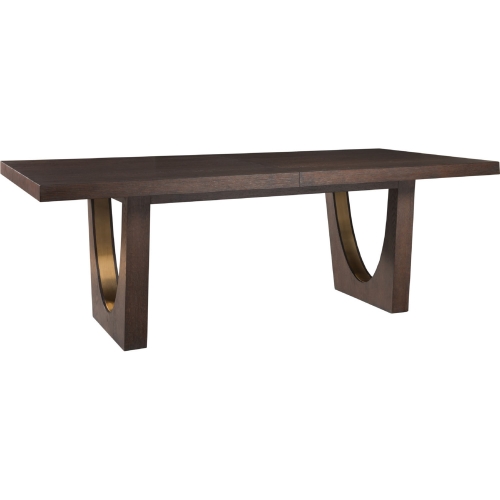 Verbatim 88" Extension Dining Table in Brushed Brown Oak & Brass