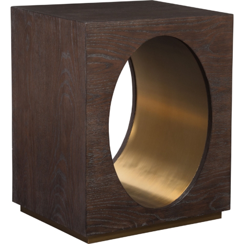 Verbatim End Table in Brown & Ceruse Wood & Brass