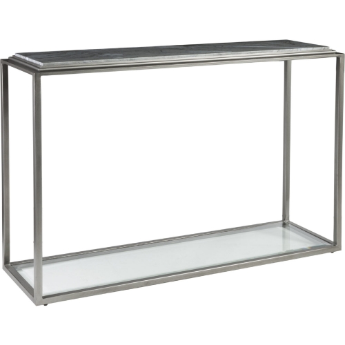 Treville Console Table in Blue Forest Marble, Iron & Glass