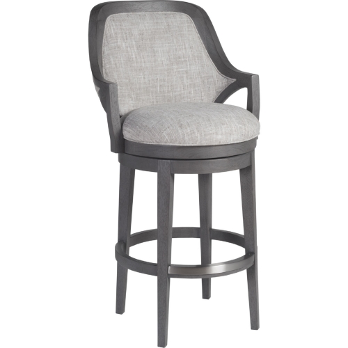 Appellation Swivel Bar Stool in Taupe Fabric & Gray Wood