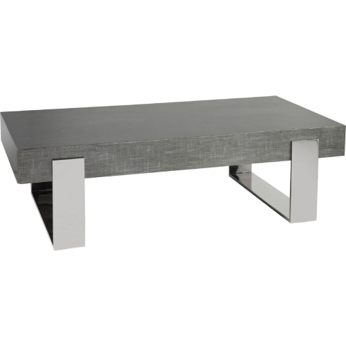 Iridium Cocktail Coffee Table in Gray Silver Wood & Stainless