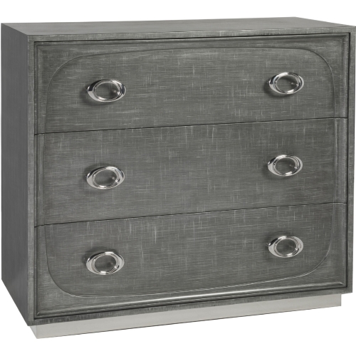 Iridium 3 Drawer Hall Chest in Gray Silver Wood & Stainless