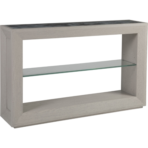 Metaphor Console Table in Sandblasted Wood & Painted Glass