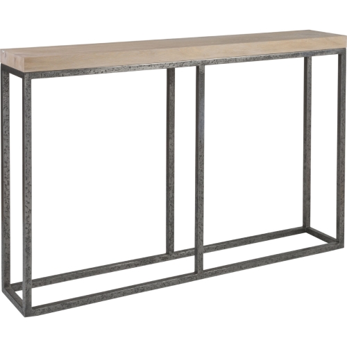 Foray Console Table in Distressed Oak Veneer & Iron