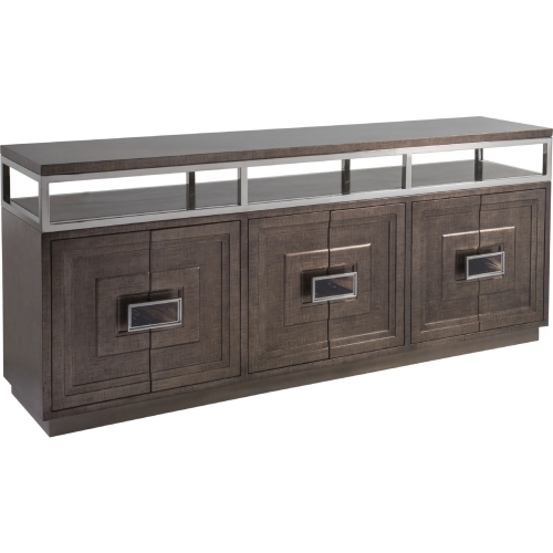 Viscount 79" Media Console TV Stand in Wood & Stainless Steel