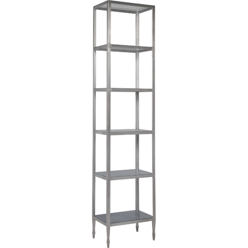 Sashay Etagere Bookcase in Silver Leaf, Gray Gilded Glass & Clear Glass