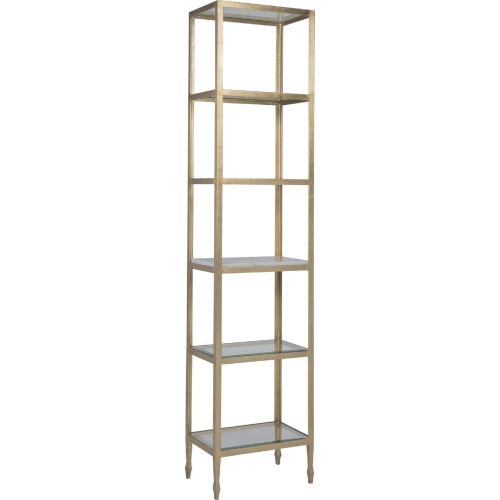 Sashay Slim Etagere Bookcase in Gold Leaf, Marble & Glass