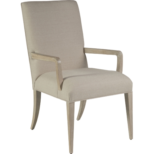 Madox Dining Arm Chair in Greige Fabric & White Wash Finish (Set of 2)