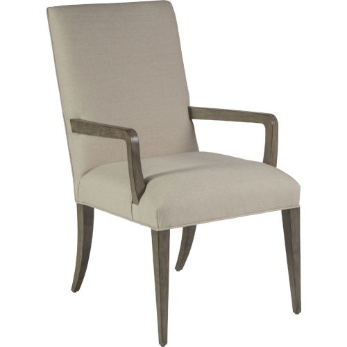 Madox Dining Arm Chair in Greige Fabric & Brushed Gray Finish (Set of 2)