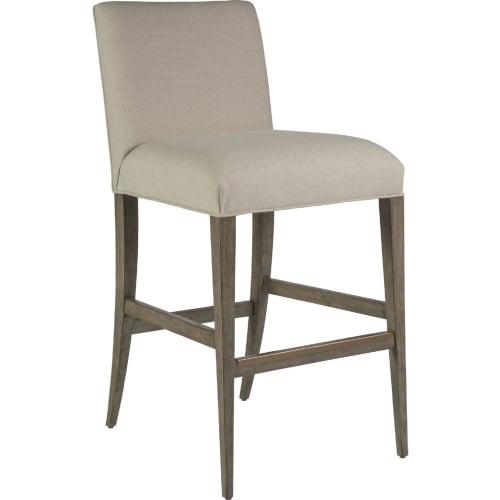 Madox Low Back Bar Stool in Greige Fabric & Brushed Gray Finish