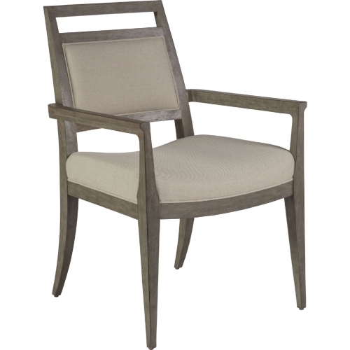 Nico Dining Arm Chair in Greige Fabric & Brushed Gray Finish (Set of 2)