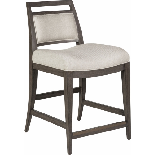 Nico Counter Stool in Greige Fabric & Antico Brown Finish