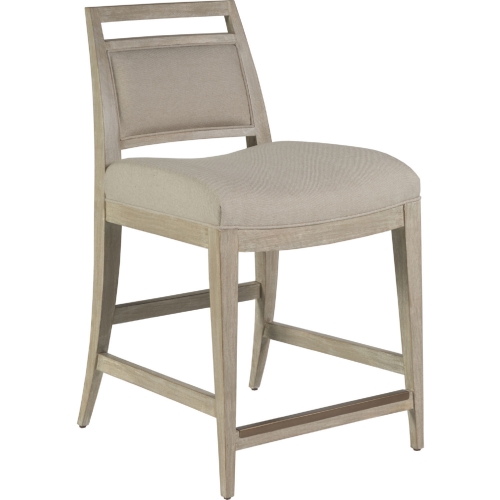 Nico Counter Stool in Greige Fabric & White Wash Finish