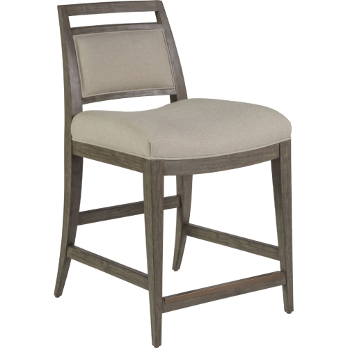 Nico Counter Stool in Greige Fabric & Brushed Gray Finish