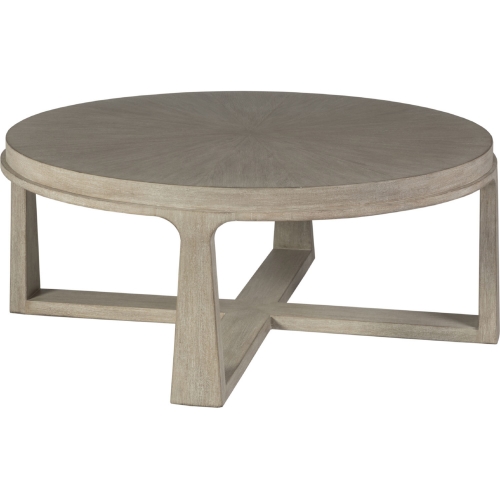 Rousseau Round Cocktail Table in White Wash Finish