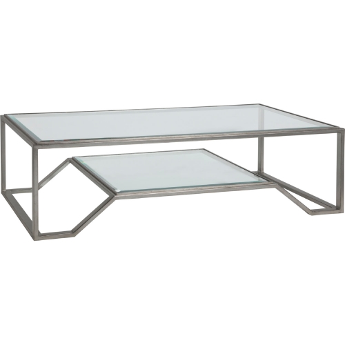 Byron Cocktail Coffee Table in Silver Leaf Metal & Glass