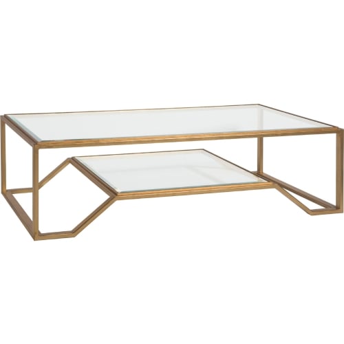 Byron Cocktail Coffee Table in Gold Leaf Metal & Glass