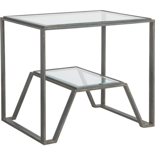 Byron End Table in Iron Metal & Glass