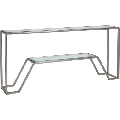 Byron Console Table in Silver Leaf Metal & Glass