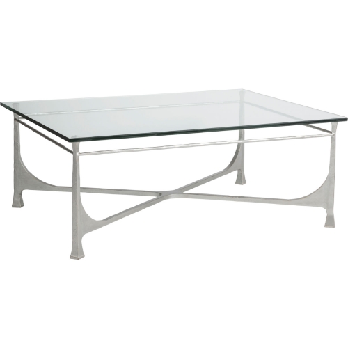 Bruno Cocktail Coffee Table in Antique Silver Metal & Glass