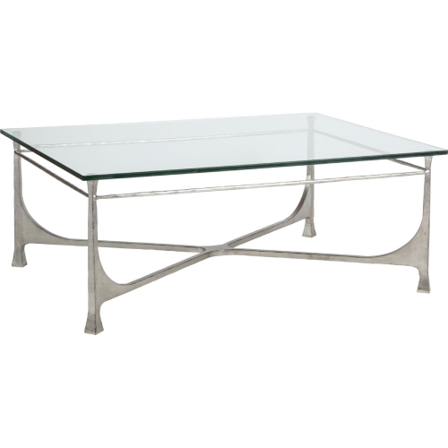 Bruno Cocktail Coffee Table in Silver Leaf Metal & Glass