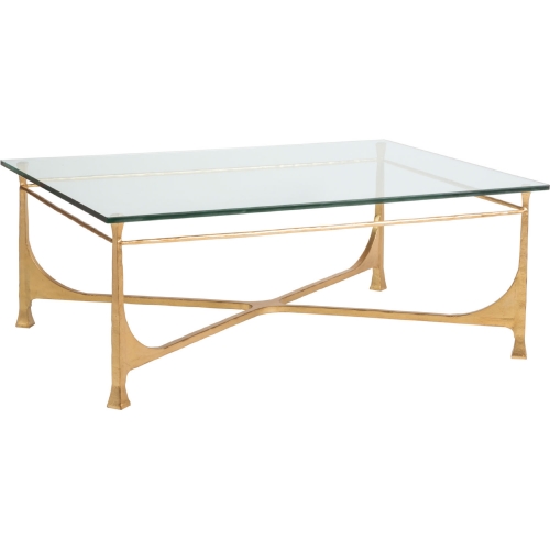 Bruno Cocktail Coffee Table in Gold Leaf Metal & Glass