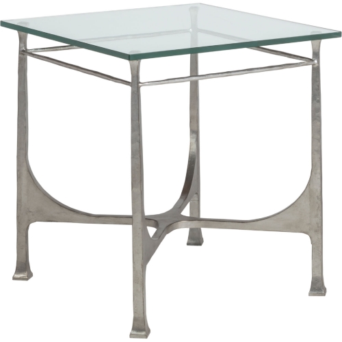 Bruno Square End Table in Silver Leaf Metal & Glass