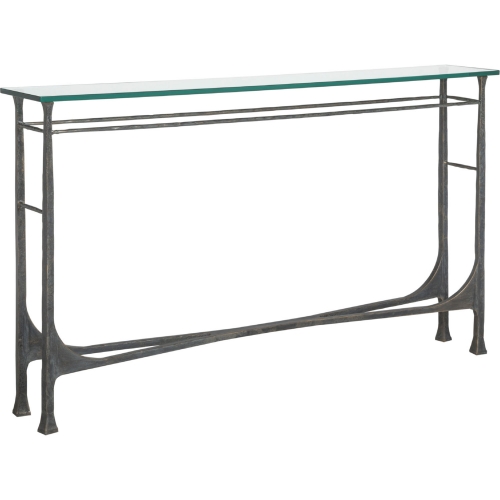 Bruno Console Table in Iron Metal & Glass