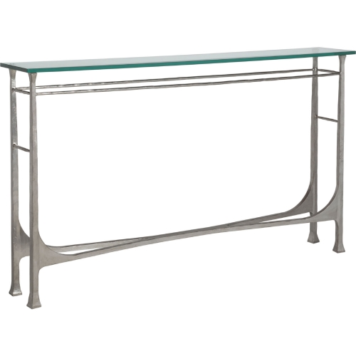 Bruno Console Table in Silver Leaf Metal & Glass