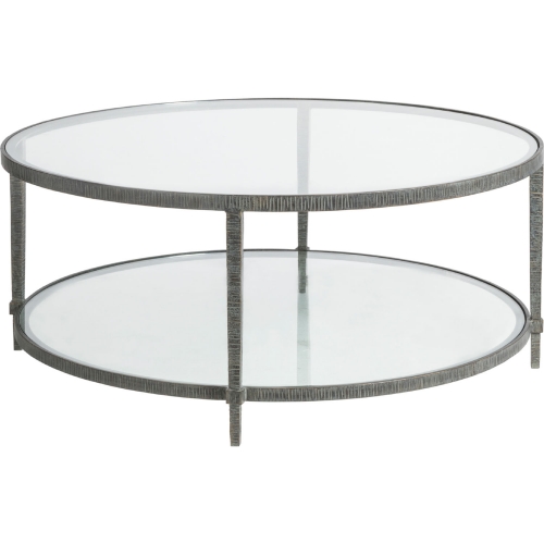 Claret Round Cocktail Table in Iron Metal & Glass