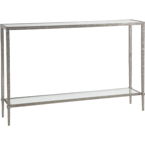 Claret Console Table in Silver Leaf Metal & Glass