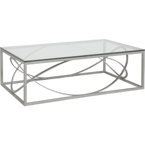 Ellipse Cocktail Coffee Table in Antique Silver Metal & Glass