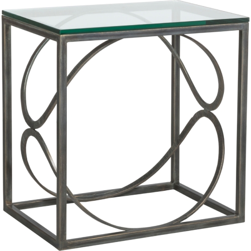 Ellipse End Table in Iron Metal & Glass