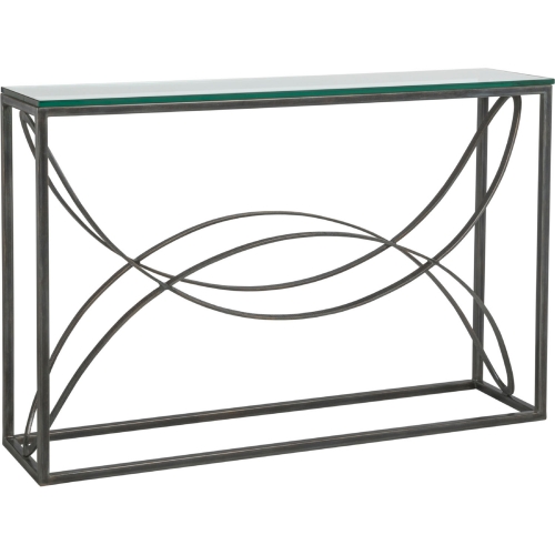 Ellipse Console Table in Iron Metal & Glass