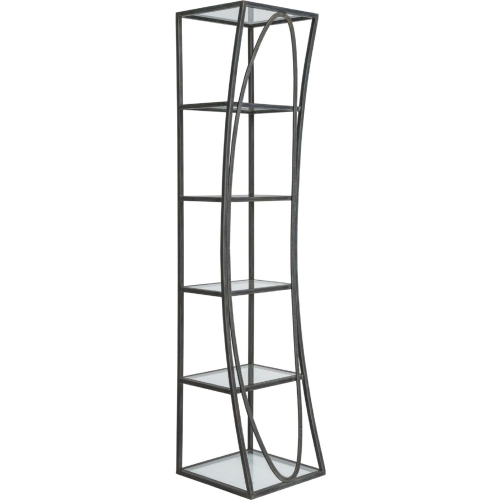 Ellipse Slim Etagere Bookcase in Iron Metal & Glass