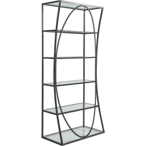 Ellipse Etagere Bookcase in Iron Metal & Glass