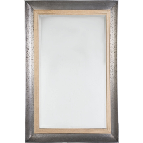 Verite Mirror in Oak Veneer & Distressed Aluminum