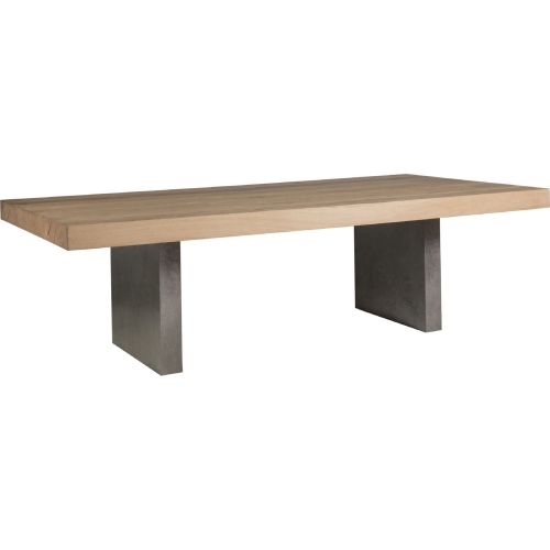 Verite 100" Dining Table in Oak Veneer & Distressed Aluminum